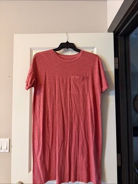 Women’s Pocket Crewneck T-Shirt Dress - Rust Red, M